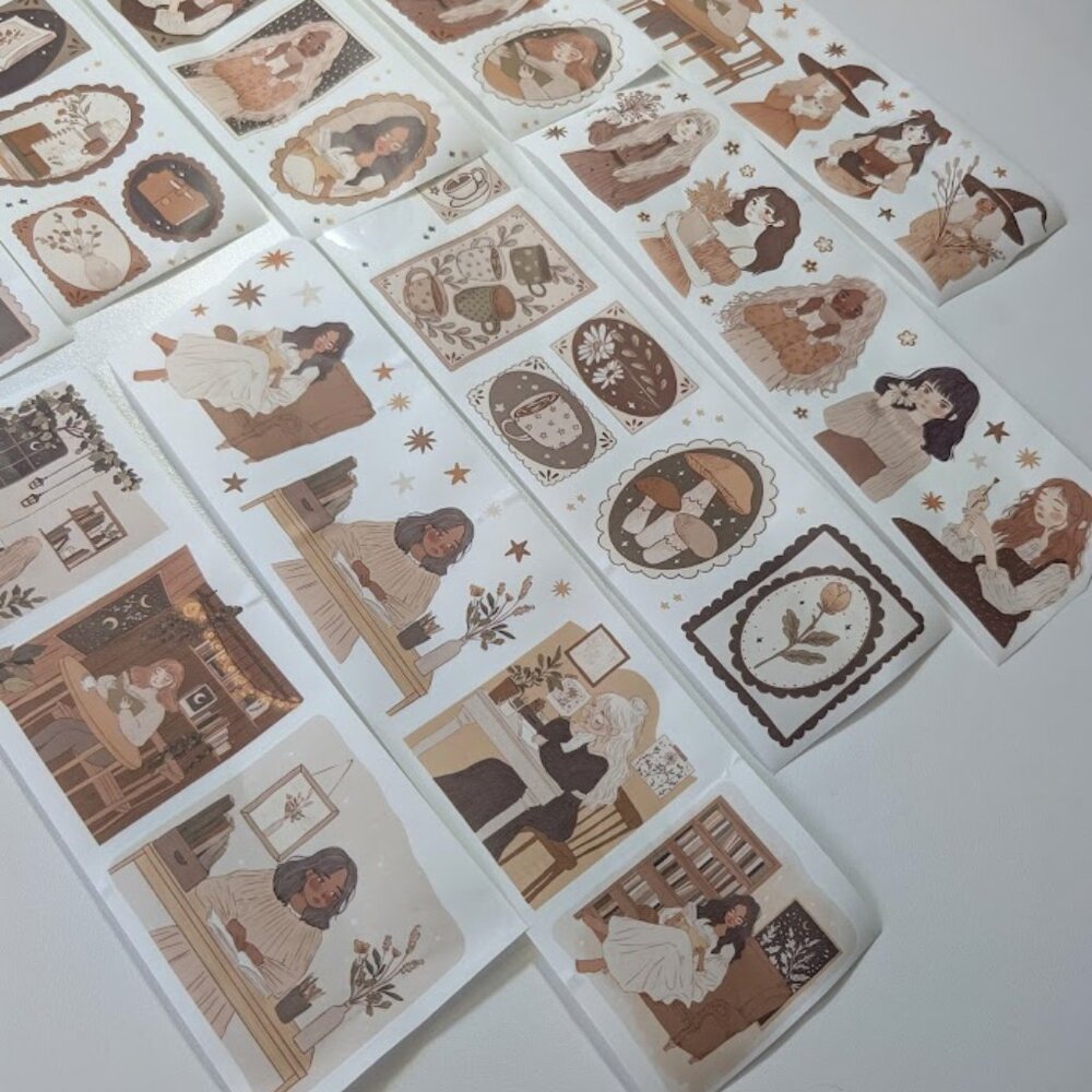 PaperMintyStudio Folk Girl Kiss Cut Tape - Washi - One Loop